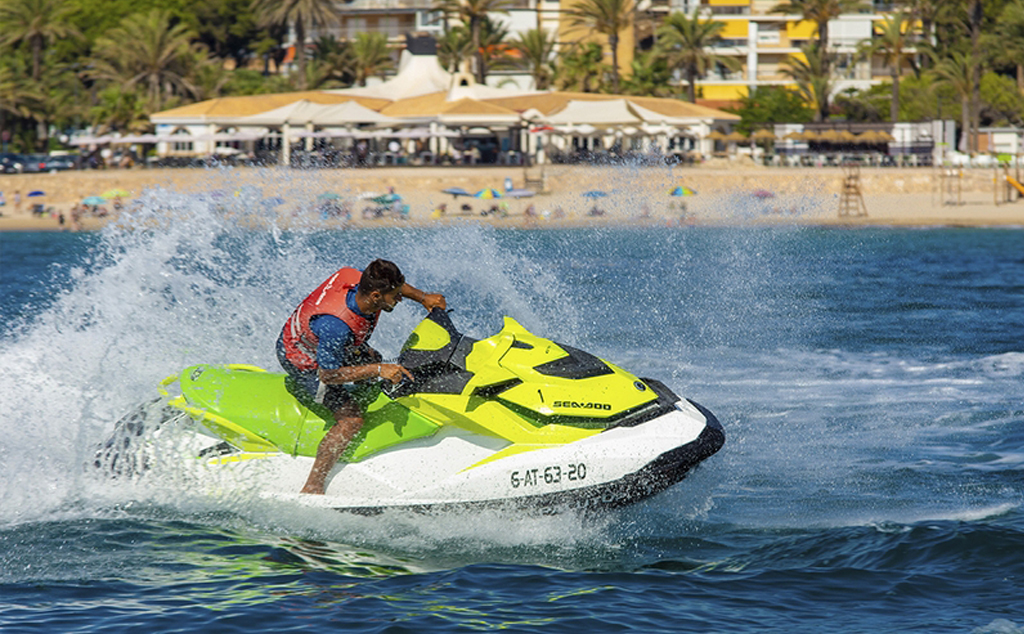 Summer water sports on the beaches in Orihuela Costa