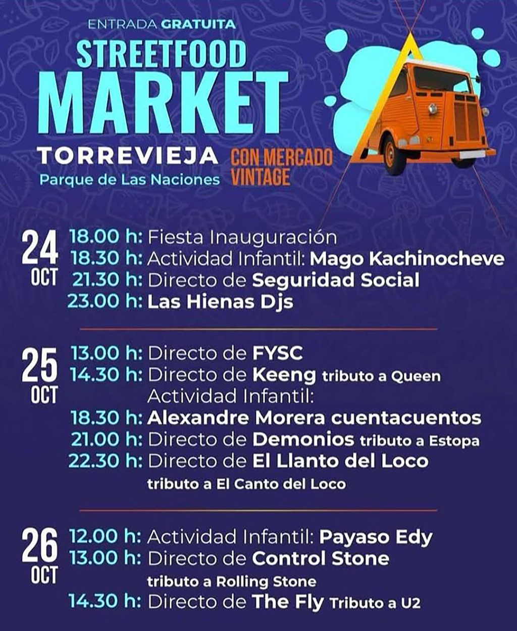 Torrevieja Street Food festival and vintage food trucks